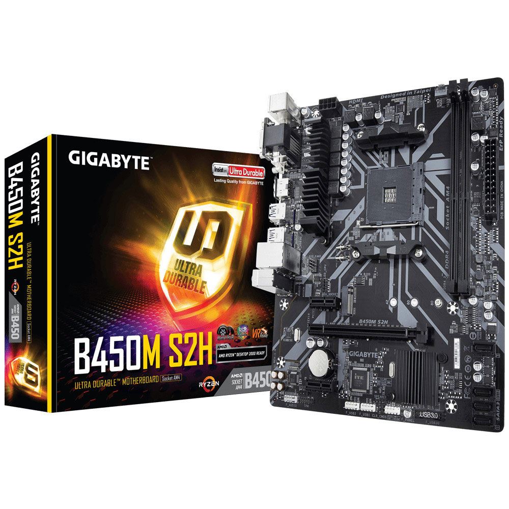 Gıgabyte B450M S2H Amd B450 Socket Am4 Ddr4 3200Mhz(O.C.) M.2 Usb 3.1  Anakart