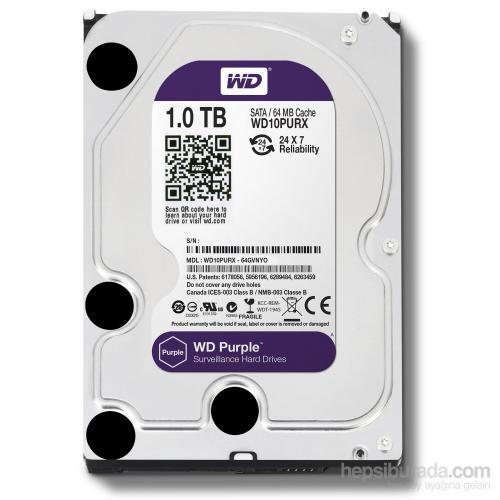 Wd 1TB Purple Intellipower Sata 3.0 64Mb 3,5’’ Güvenlik Diski 7x24 (WD10PURX) Harddisk