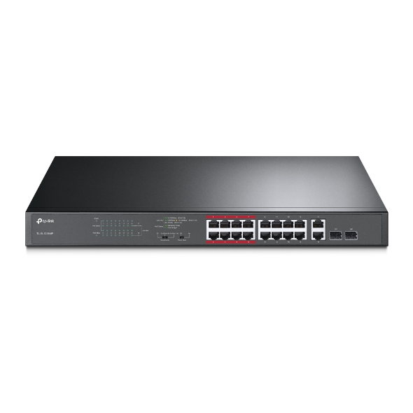 Tp-Link TL-SL1218MP 16 Port 10-100 Poe+ 2 Port 10-100-1000 Mbps Switch 2 Port SFP Çelik Kasa Rack Mount