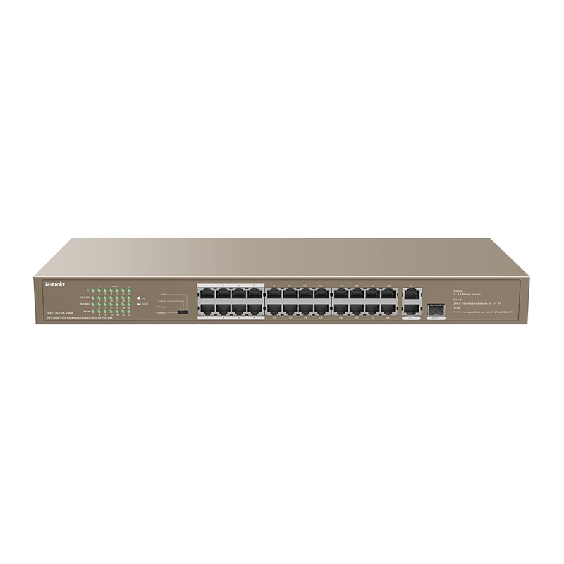 Tenda TEF1126P-24-250W 24 Port Poe+ 10-100 Switch Çelik Kasa Rack Mount