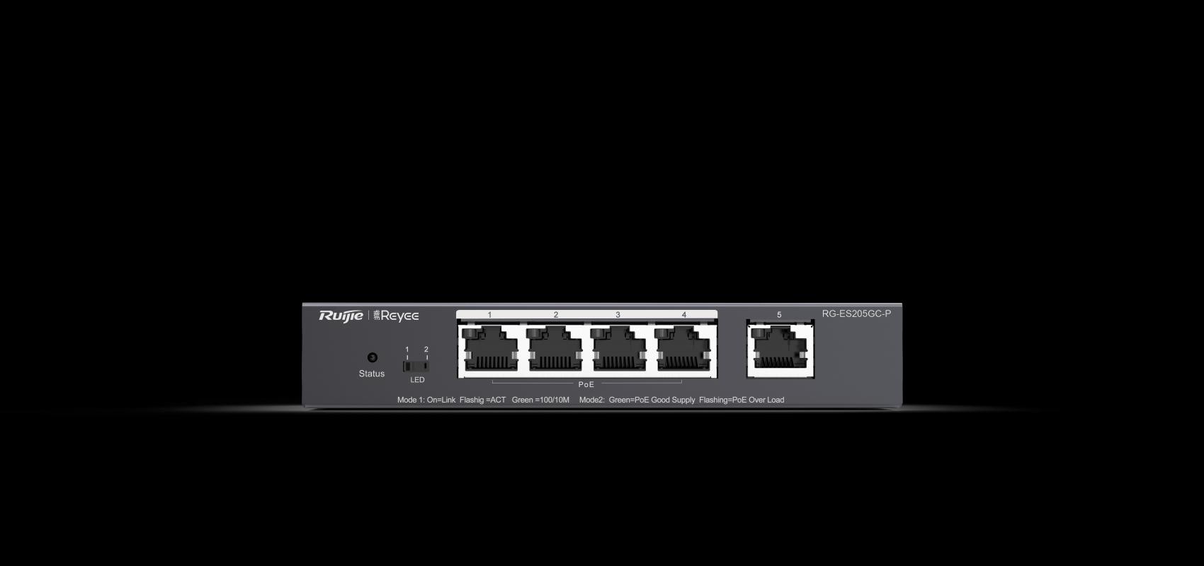 Ruijie-Reyee RG-ES205GC-P  4Port POE+ 10-100-1000 Mbps+1 Port 10-100-1000 Mbps Gb Yönetilebilir 54W