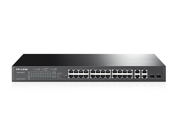 Tp-Link T1500-28PCT 24 Port Poe+ 10-100 Mbps 4 Port Poe 10-100-1000 Mbps Yönetilebilir Switch 2 Port SFP Çelik Kasa Rack Mount