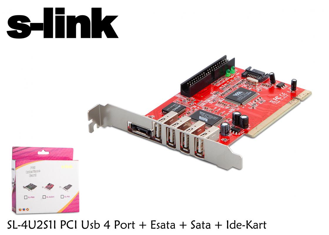 S-link SL-4U2S1L 4 Port Usb 2.0 1 Port Esata 1 Port Sata + 1 Port Ide Pcı Kart