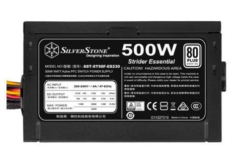 SilverStone Strider 80Plus Sertifikalı 500W (Tek 12V Kanal, 38A Akım) Güç Kaynağı