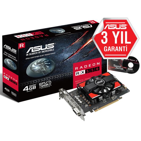 Asus Rx550 4Gb Arez M7 Gddr5 128Bit Dvı-D-Hdmı-Dp (Ph-Rx550-4G) Ekran Kartı