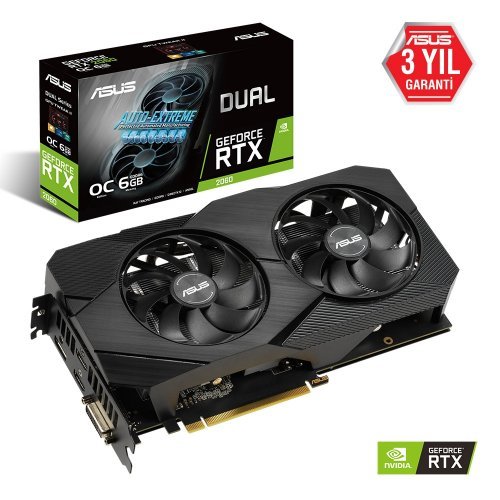 Asus Dual-RTX2060-O6G-EVO GeForce RTX 2060 6GB GDDR6 192Bit DX12 Gaming Ekran Kartı