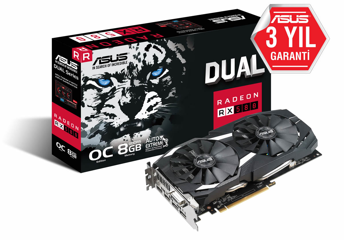 Asus Dual Radeon Rx 580 Oc Edition 8Gb Gddr5 256Bıt Dvı 2Hdmı 2Dp Ekran Kartı