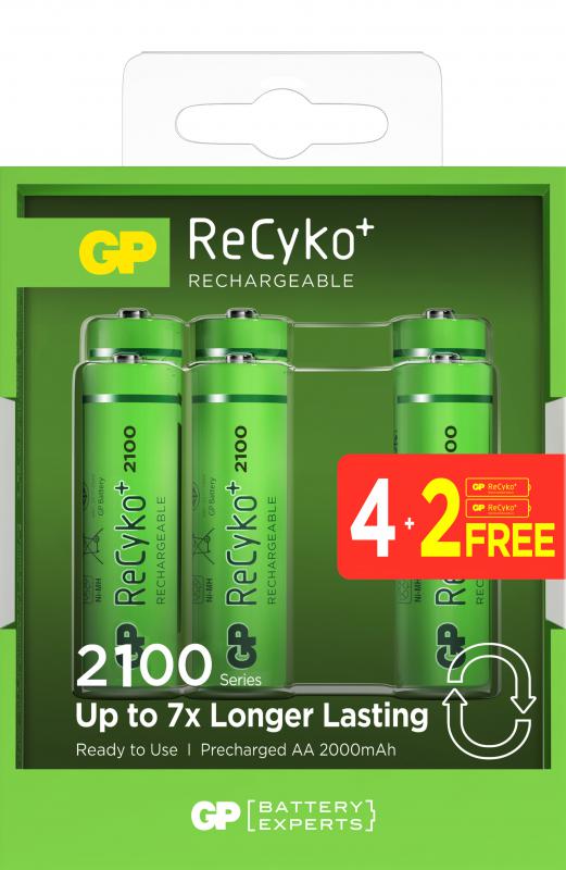 GP AA 2000 mAh Şarjlı Kalem Pil 4+2’li Paket GP2100AAHCB4-2