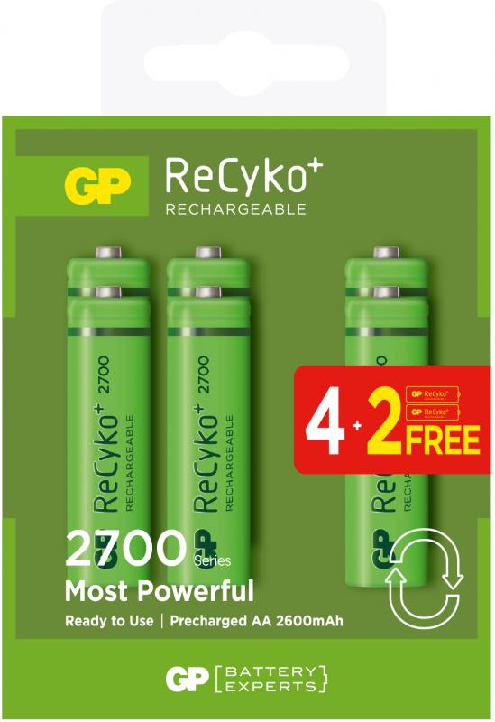 GP AA 2600 mAh Şarjlı Kalem Pil 4+2’li Paket GP270AAHCE4-2