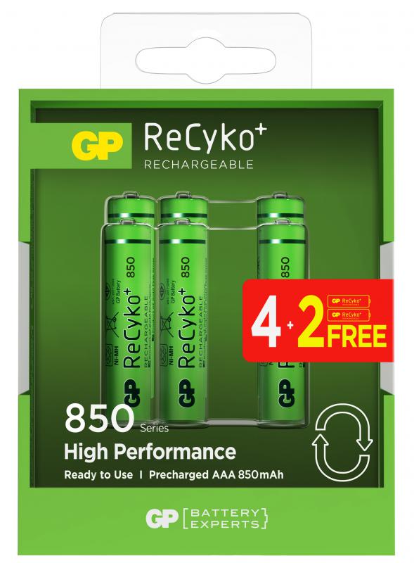 Gp AAA 850 mAh Şarjlı İnce Kalem Pil  4+2’li Paket Recyko GPHCH83BOK