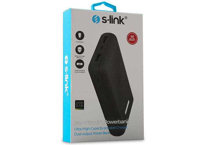 S-link IP-G23 20000mAh Powerbank 2 Usb Port Siyah Taşınabilir Pil Şarj Cihazı