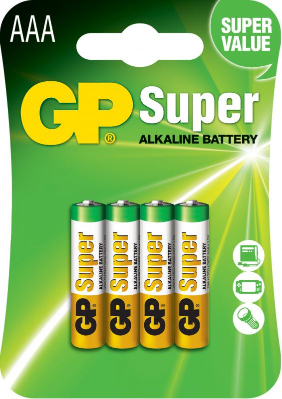 Süper Alkalin LR03 AAA Boy İnce Kalem Pil 4’lü Blister Paket GP24AMTP-2U4