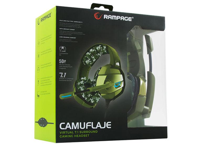 Rampage RM-K5 Kamuflaj Renkli 7.1 Surround Sound System Usb Mikrofonlu Oyuncu Kulaklığı