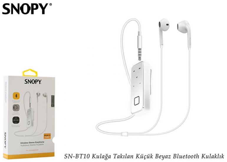 Snopy SN-BT10 Kulağa Takılan Küçük Beyaz Bluetooth Kulaklık