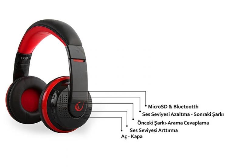 Snopy Rampage SN-RBT7 Oyuncu Kırmızı Bluetooth Kulaklık