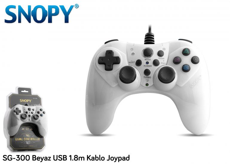 Snopy SG-300 Beyaz Usb Gamepad 1.8m Kablo Uzunluğu