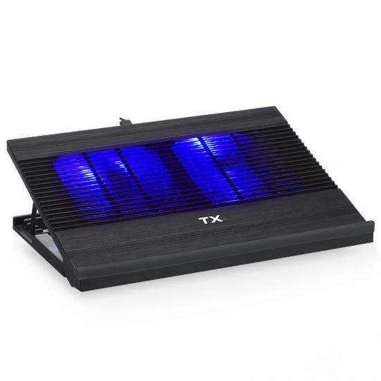 TXACNBHL TX 2x12cm Mavi LED Fanlı, 5xYükseklik Ay. 11-17’’ Uyumlu, Alüminyum Notebook Soğutucusu