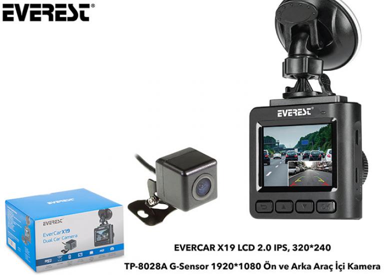 Everest Evercar X19 Lcd 1.5’’ TFT Ekran 1080P Araç İçi Kamera