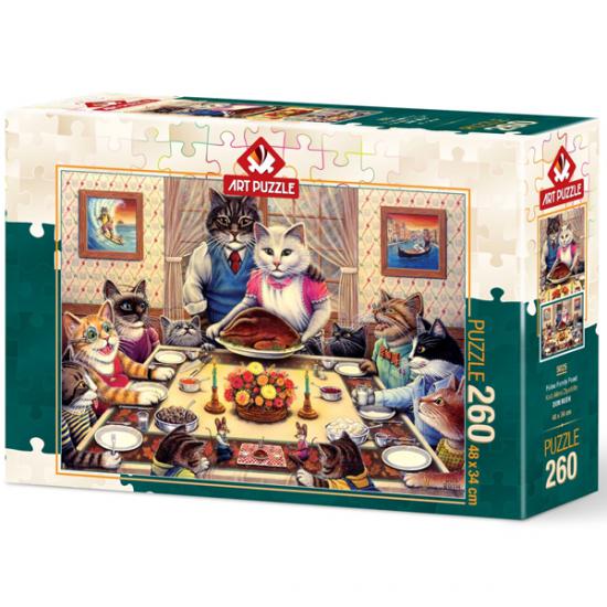 Art Puzzle 260 Parça Kedi Ailesi Ziyafette 5025