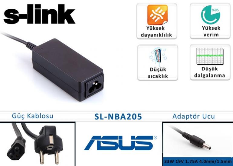 S-link SL-NBA205 33w 19v 1.75a 4.0-1.5 Ultrabook Adaptör