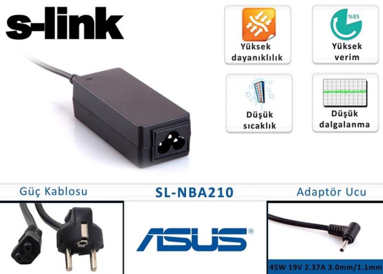 S-link SL-NBA210 45w 19v 2.37a 3.0-1.1 Ultrabook Adaptörü