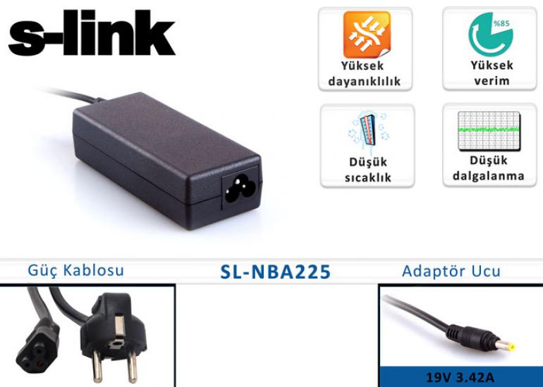 S-link SL-NBA225 19V 3.42A 1.7mm-4.0mm Standart Adaptörü