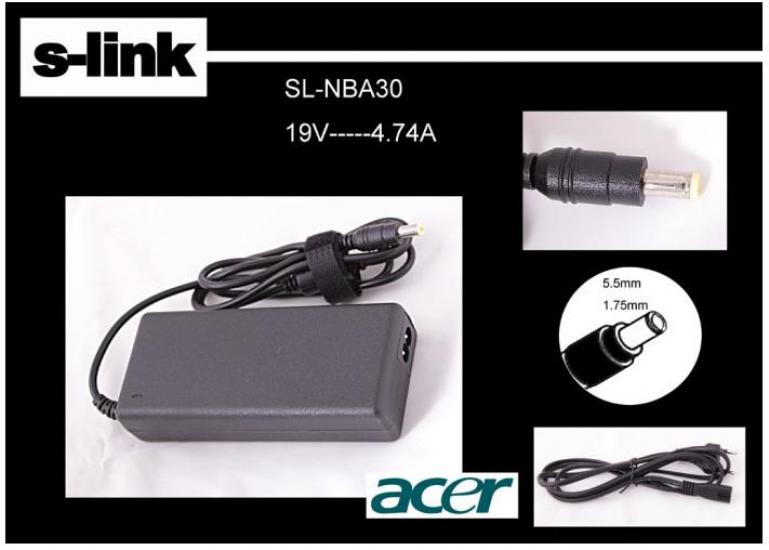 S-link SL-NBA30 19v 4.74a 5.5-1.75 Notebook Adaptörü