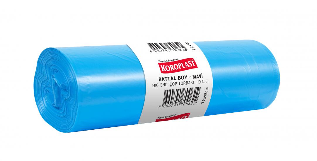 Koroplast Eko.Endüstriyel Battal Boy Çöp Poşeti Mavi 10 Adet 72x95cm kolide 20pk