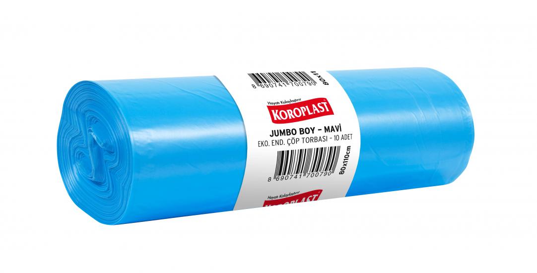 Koroplast Eko.Endüstriyel Jumbo Boy Çöp Poşeti Mavi 10 Adet 80x110cm kolide 20pk