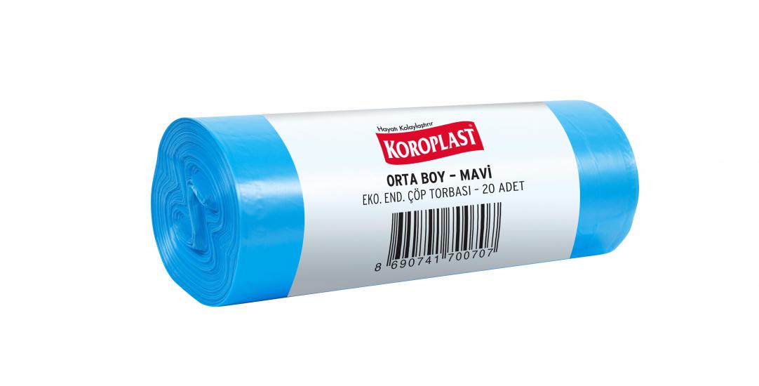 Koroplast Eko.Endüstriyel Orta Boy Çöp Poşeti Mavi 53x53 20 Adet kolide 50pk