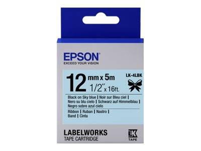 Epson LK-4LBK Siyah Üzeri Gökyüzü Mavi 12MM 5Metre Etiket