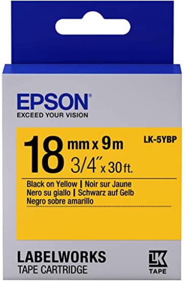 Epson LK-5YBP Pastel Sarı Üzeri Siyah 18mm 9metre Etiket