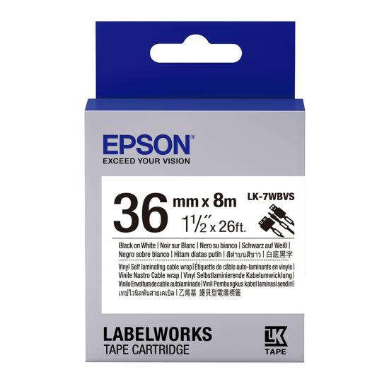 Epson LK-7WBVS SLCW Beyaz Üzeri Siyah 36MM 8 Metre Etiket