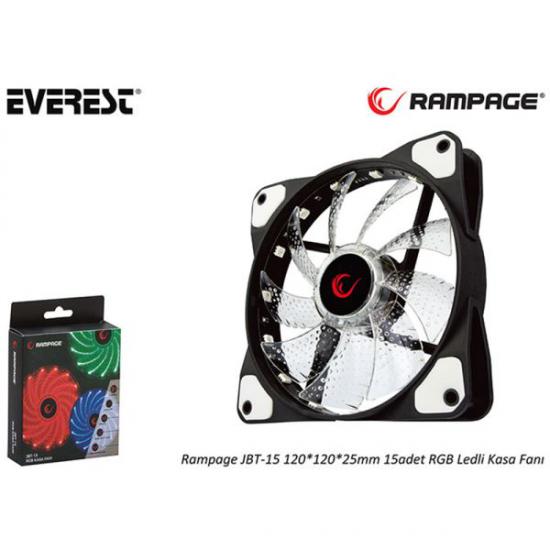 Everest Rampage JBT-15 120-120-25mm 15 Adet Rgb Ledli Kasa Fanı