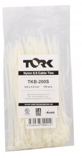 Tork TKB-200S 4.8-203 Beyaz Kablo Bağı 100lü Paket