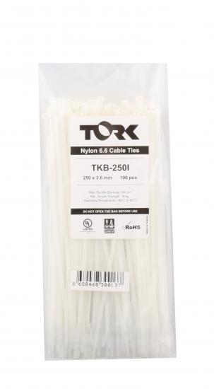 Tork TKB-250I 3.6-250 Beyaz Kablo Bağı 100lü Paket