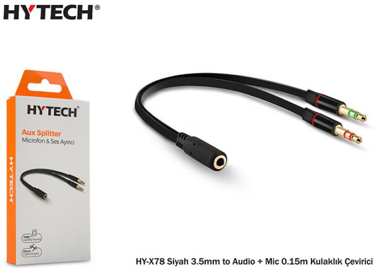 Hytech HY-X78 Siyah 3.5mm to Audio + Mic 0.15m Kul