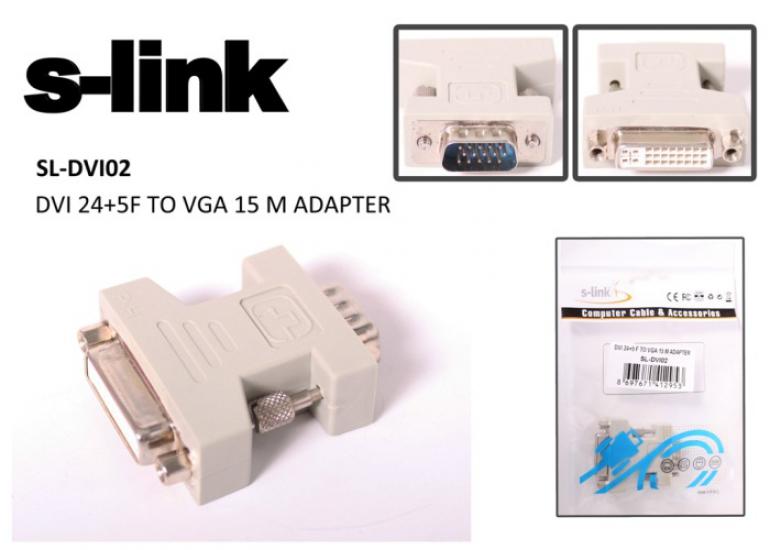 S-link SL-DVI02 Dvı 24+5 Dişi To Vga Erkek Dönüştürücü