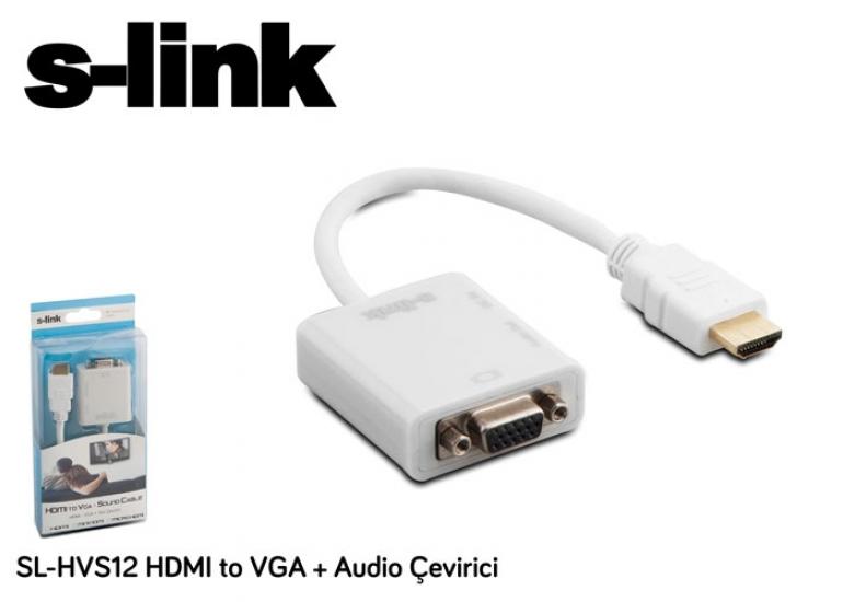 S-link SL-HVS12 Hdmı Erkek To Vga Dişi + Audio Çevirici