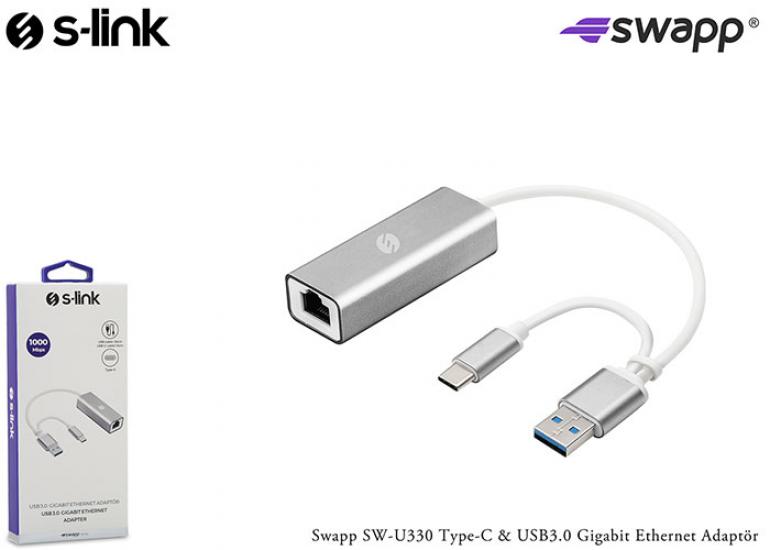 S-link Swapp SW-U330 Type-C Usb 3.0 Gigabit Ethernet Adaptör