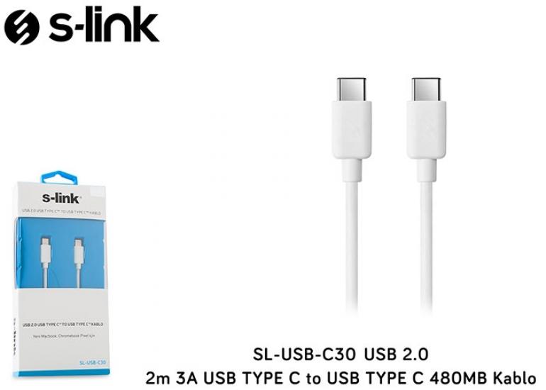 S-link SL-Usb-C30 2mt Usb 2.0 Type-c Erkek Kablo