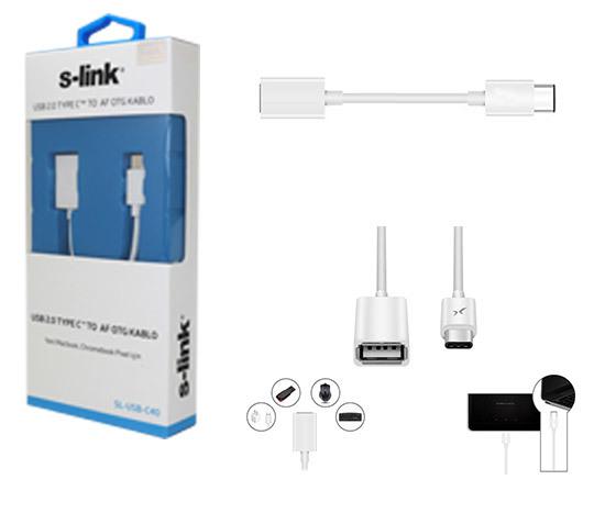 S-link SL-USB-C40 Type-cErkek To Usb 2.0 Dişi Çevirici