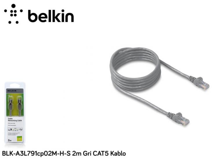 Belkin BLK-A3L791CP02M-H-S 2M Gri Cat5 Kablo