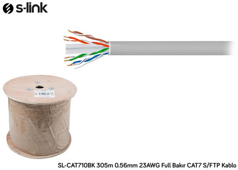 S-link SL-CAT710BK 305m 0.56mm 23AWG Full Bakır CAT7 S-FTP Kablo