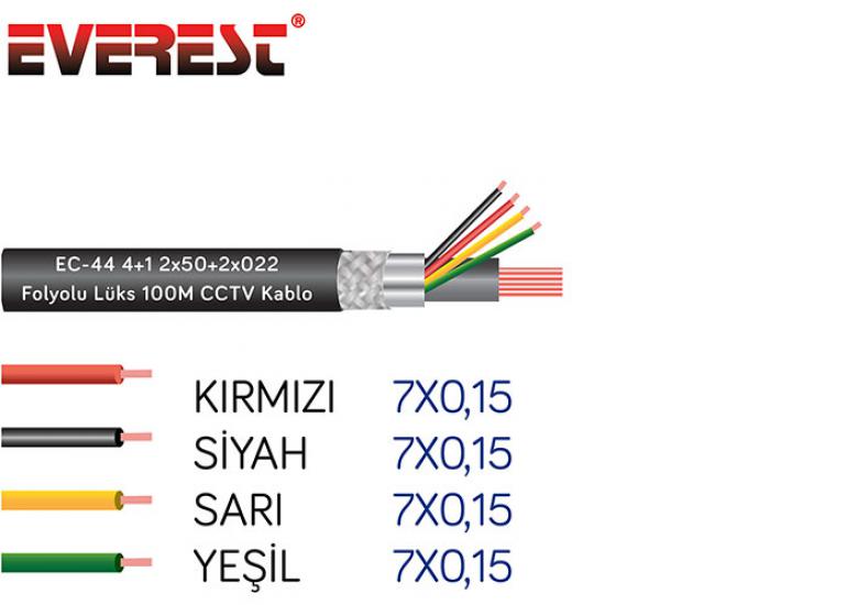 Everest EC-44 4+1 2x50+2x022 Folyolu Lüks 100M CCT