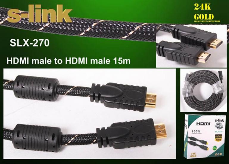 S-link SLX-270 15mt hdmı-m-hdmı-m 1.4 Versiyon 3d Gold Kılıflı Kablo