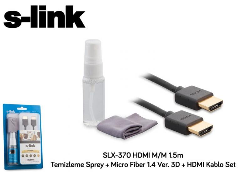 S-link SLX-370 Hdmı Mm-m 1.5mt 1.4 Ver 3D+Bez+Sprey+Temizleme Sprey + Micro Fiber 1.4 Ver. 3D