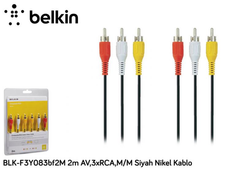 Belkin BLK-F3Y083BF2M 2m av,3xrca m-m Siyah Nikel Kablo