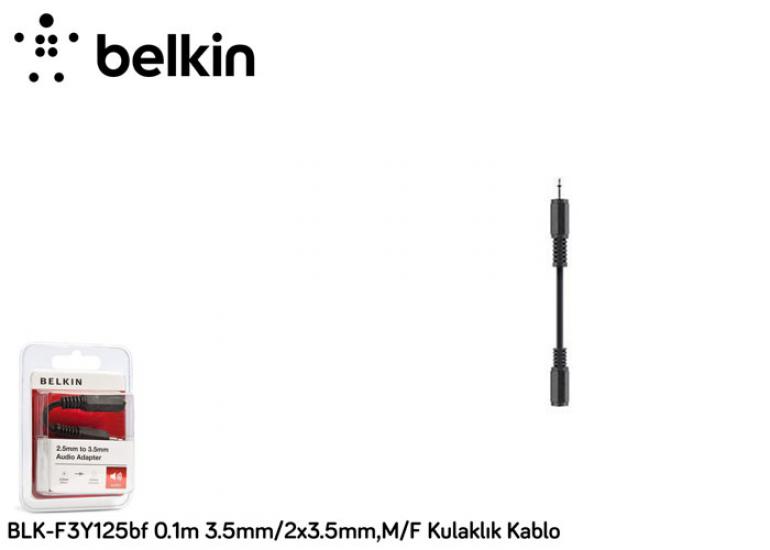 Belkin BLK-F3Y125BF 0.1M 3.5mm-2x3.5mm,M-F Kulaklık Kablo