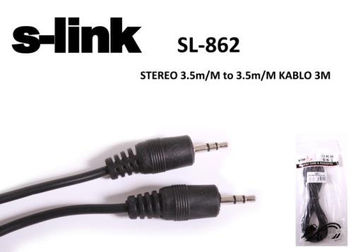 S-link SL-862 3.5mm Stereo To Stereo 3mt Kablo